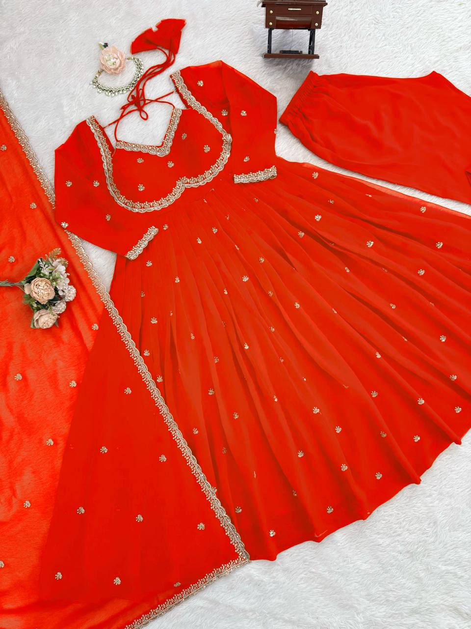 Orange Stylish And Designer Anarkali Set