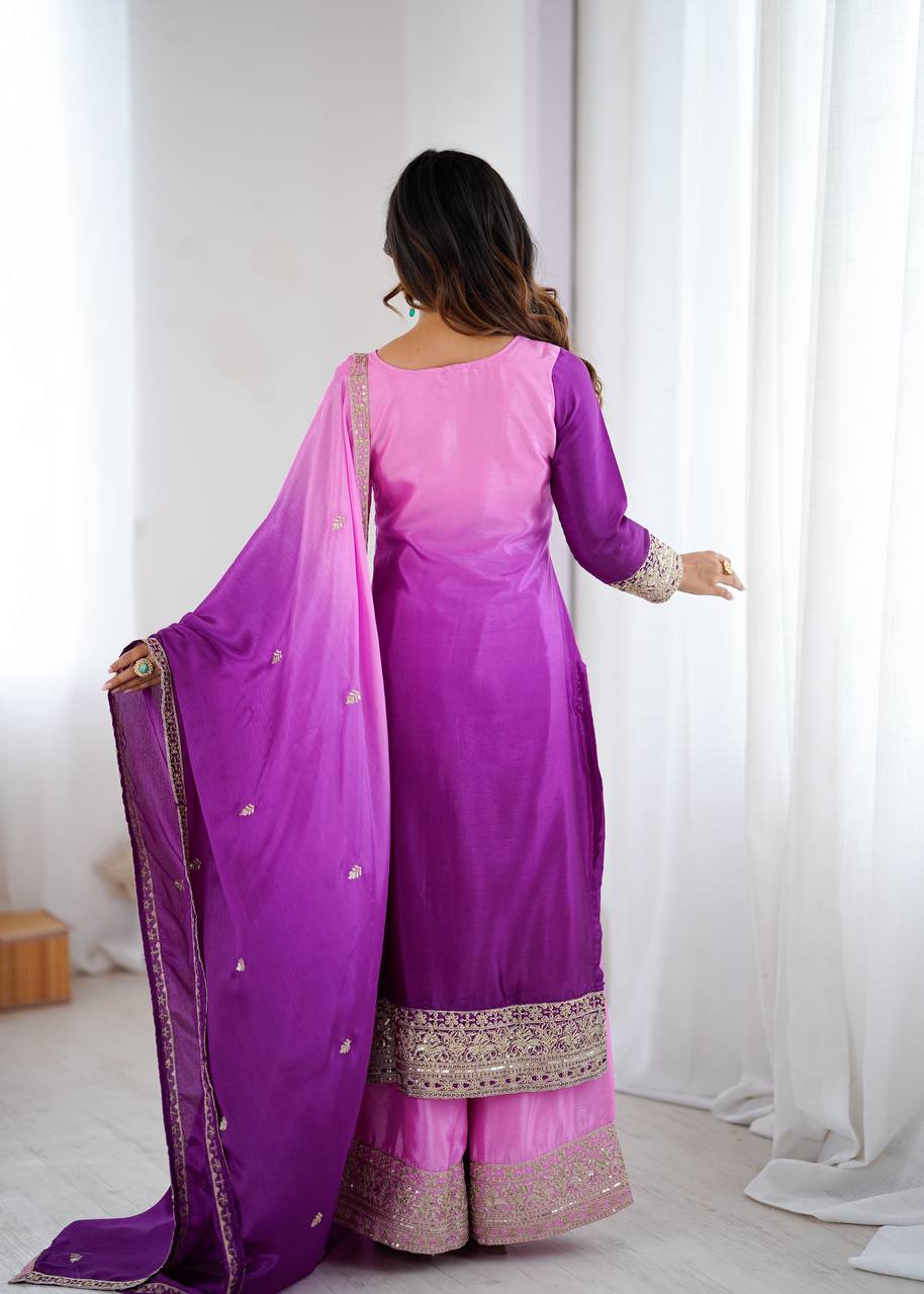 Premium Designer Ethnic Wear Silk Plazo Set