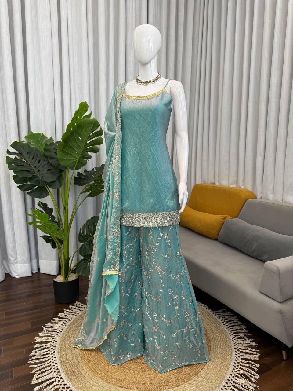 premium silk plazo set