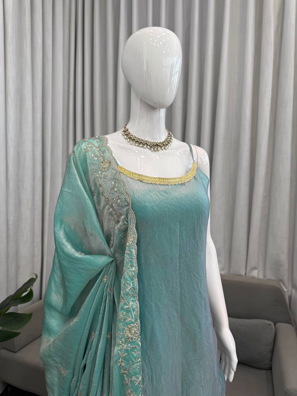 premium silk plazo set