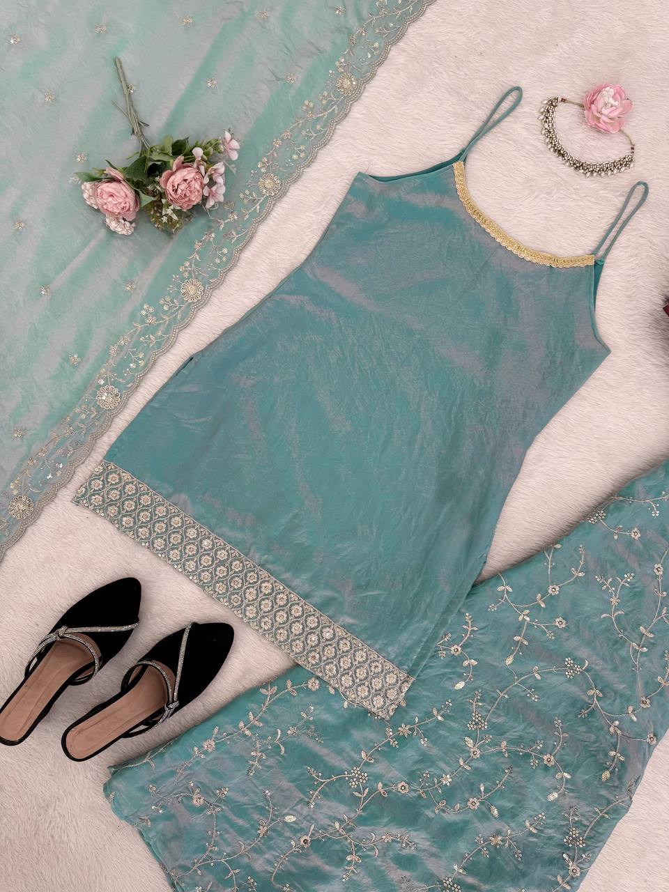 premium silk plazo set