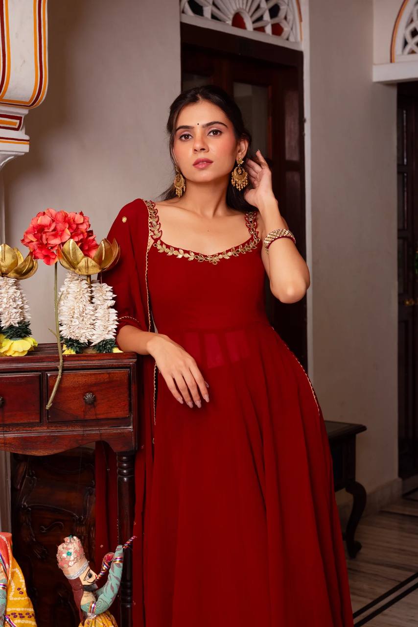 Red Premium Festive Special Plazo Set