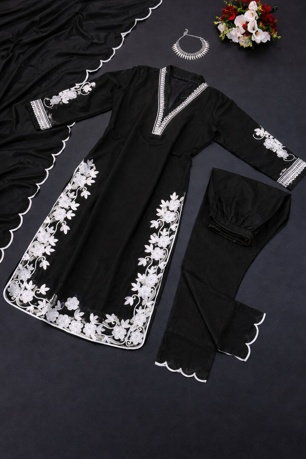 Midnight Bloom Georgette Kurta Set