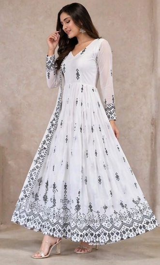 Ivory Bloom Georgette Kurta Set