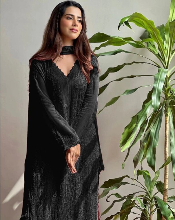 Noir Flora Georgette Palazzo Set