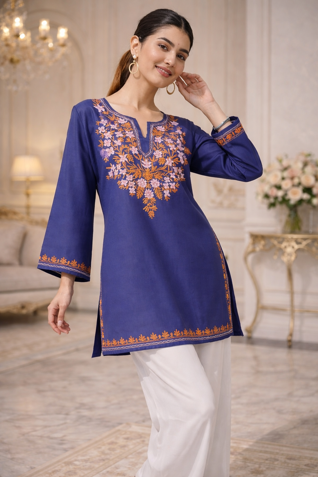 Royal Aura Embroidered Rayon Kurti