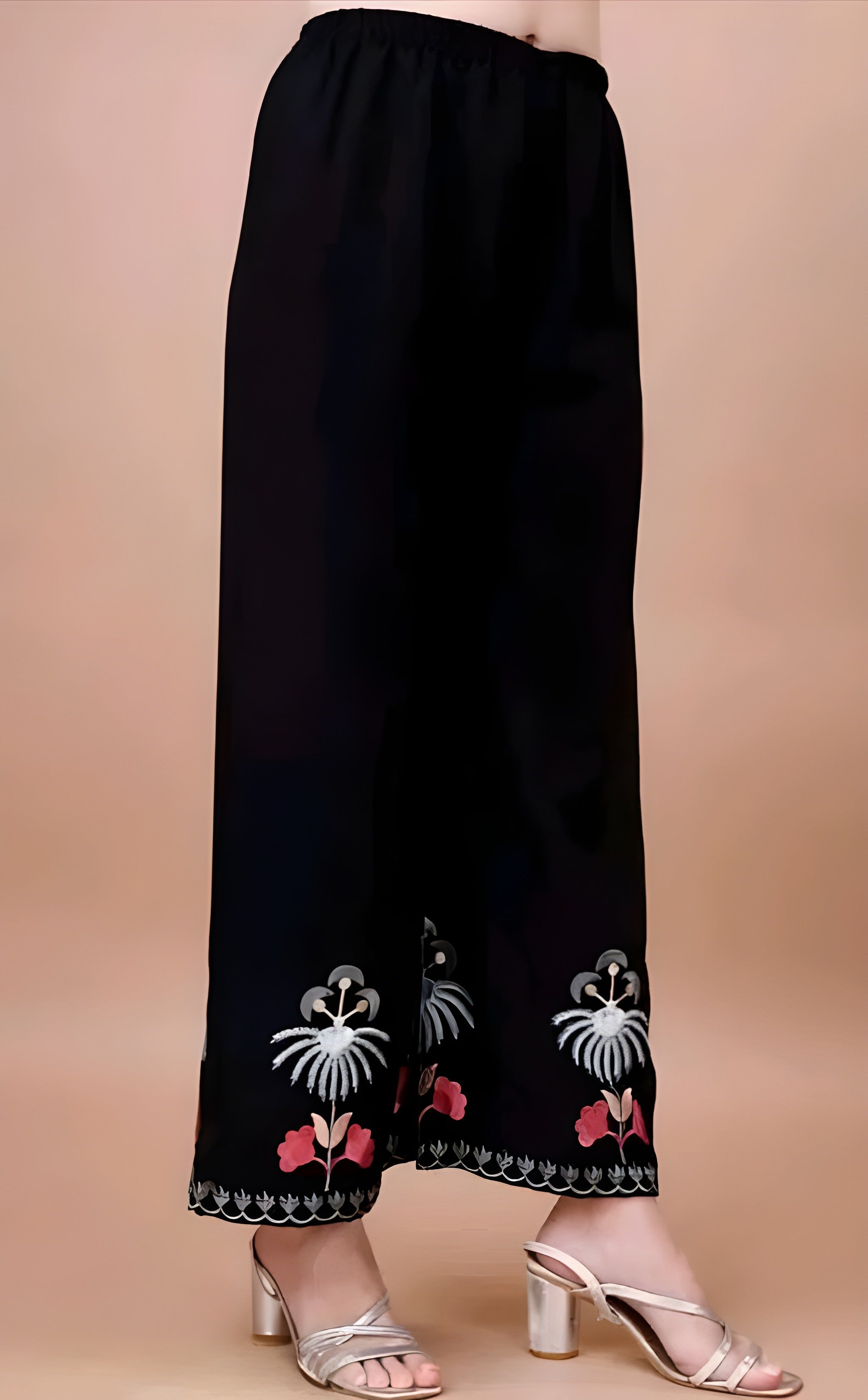 Monochrome Bloom Georgette Palazzo Set
