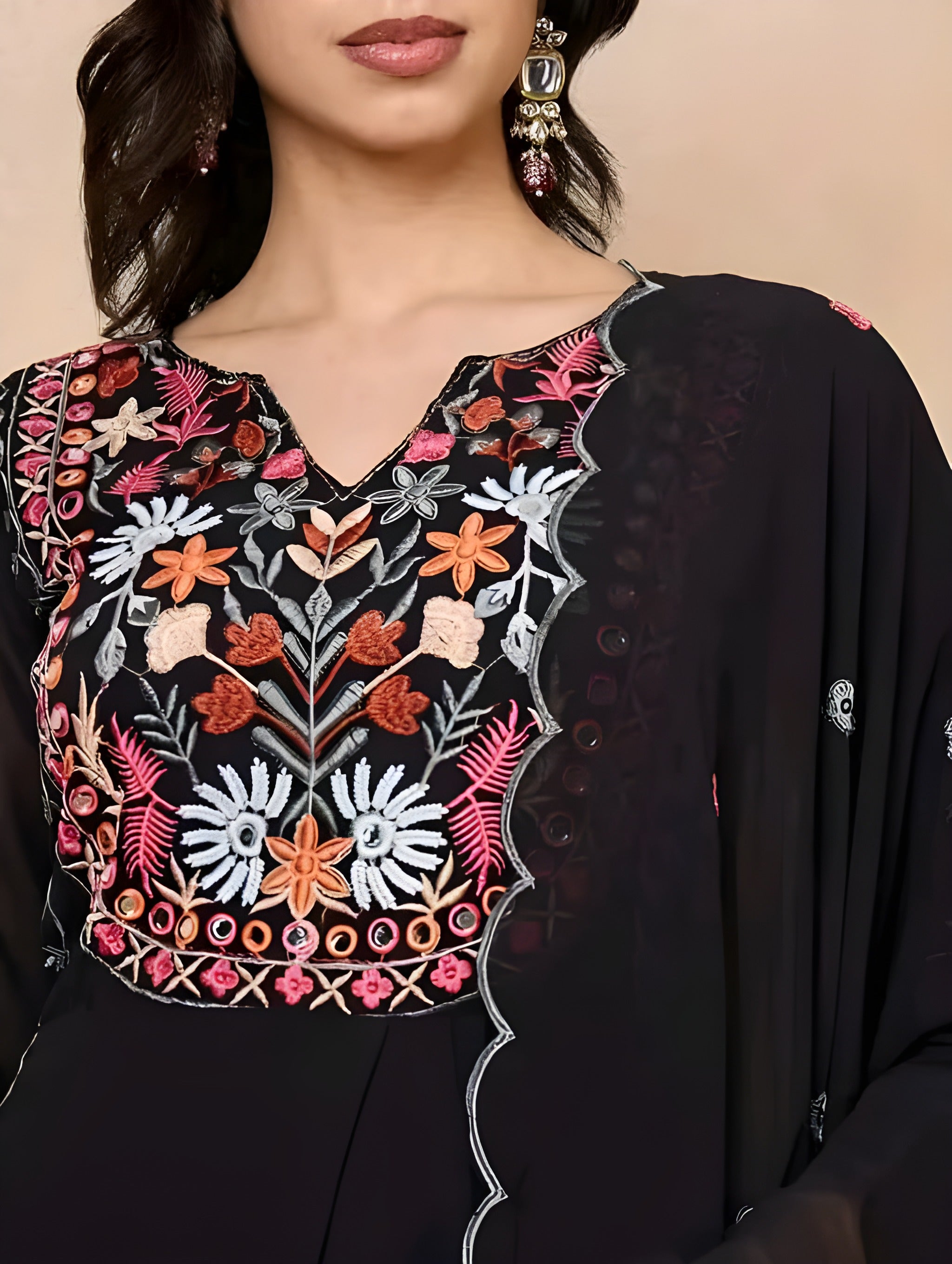Monochrome Bloom Georgette Palazzo Set