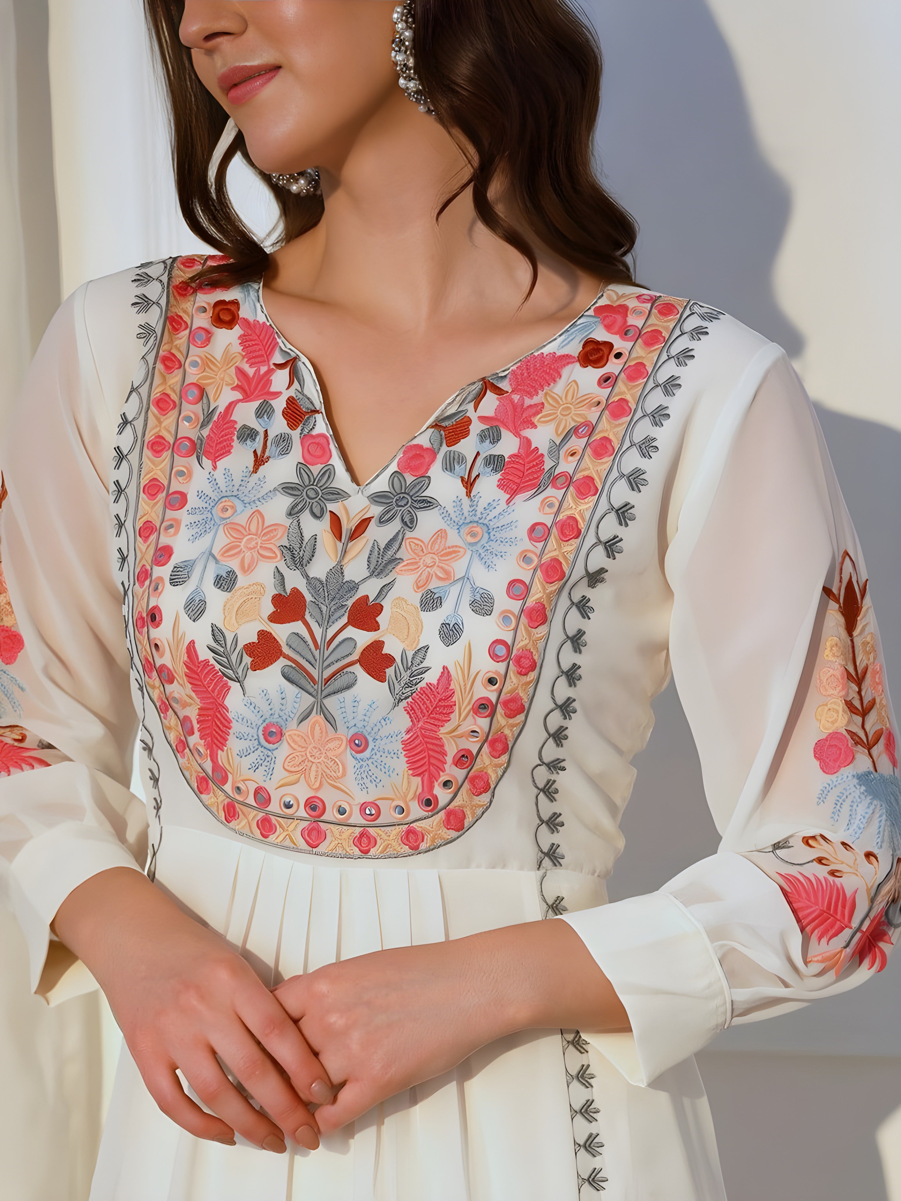 Monochrome Bloom Georgette Palazzo Set
