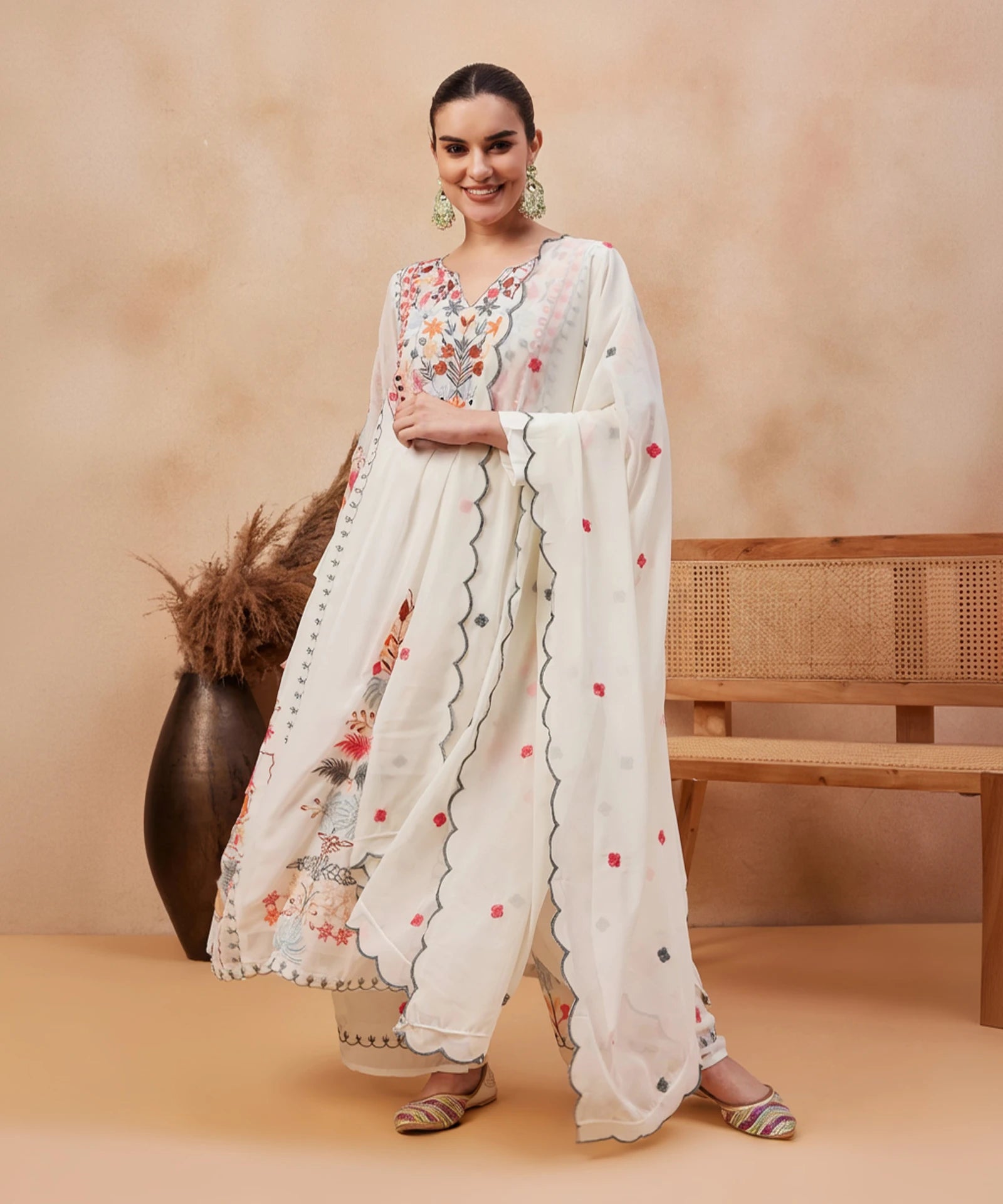 Monochrome Bloom Georgette Palazzo Set