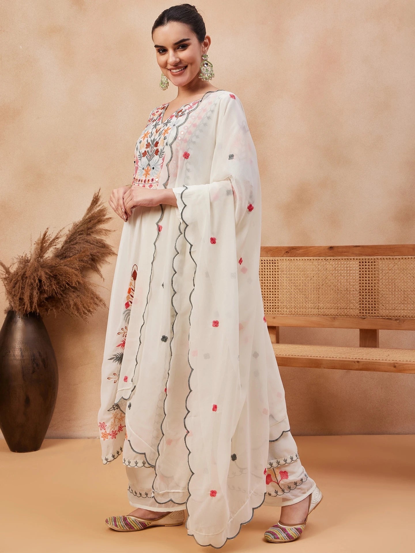 Monochrome Bloom Georgette Palazzo Set