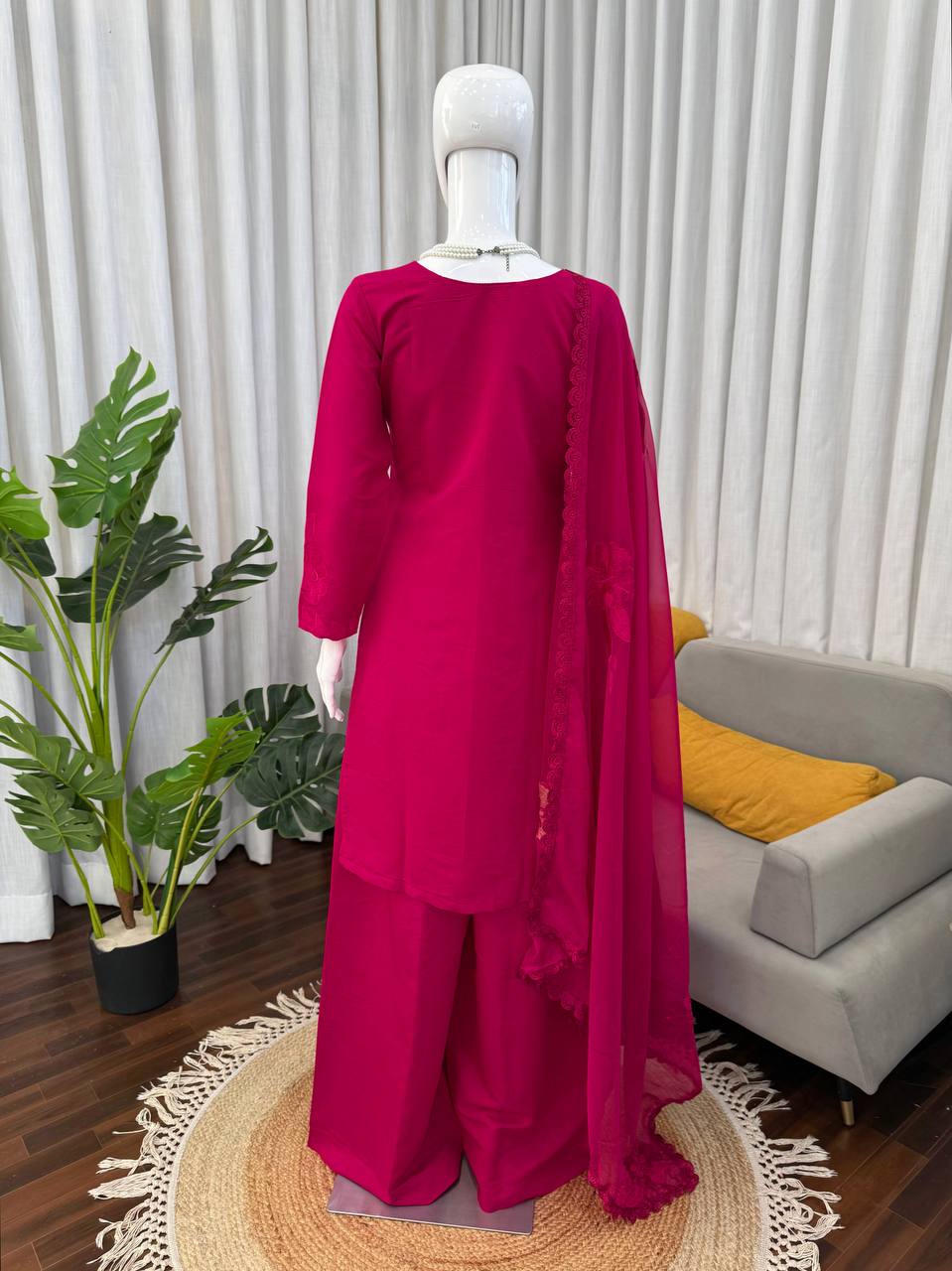 Elegance Roman Plazo Set with Organza Dupatta – Premium Festive Wear