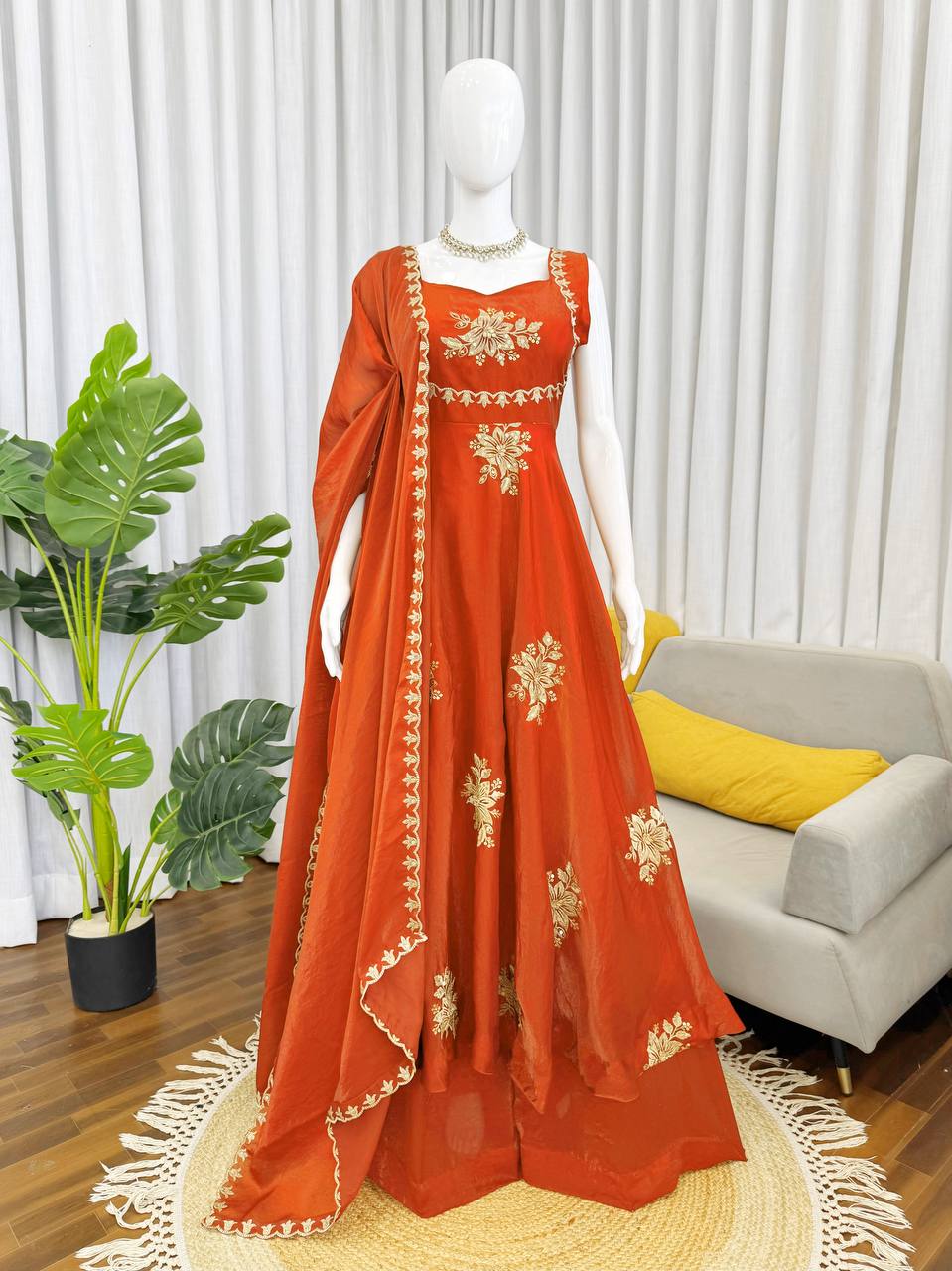 Orange Wedding Special Collection Silk Set