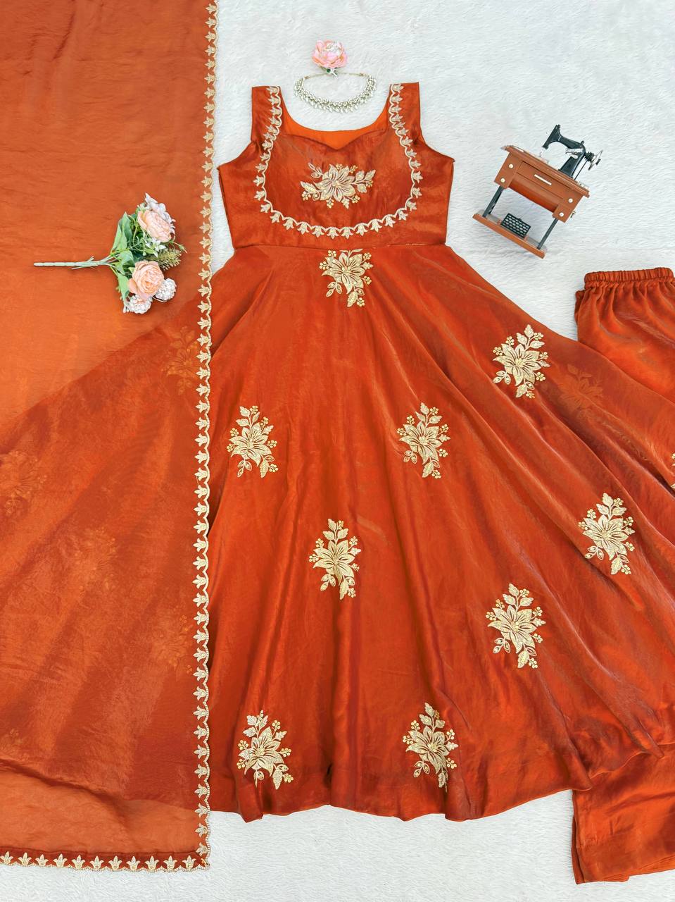 Orange Wedding Special Collection Silk Set