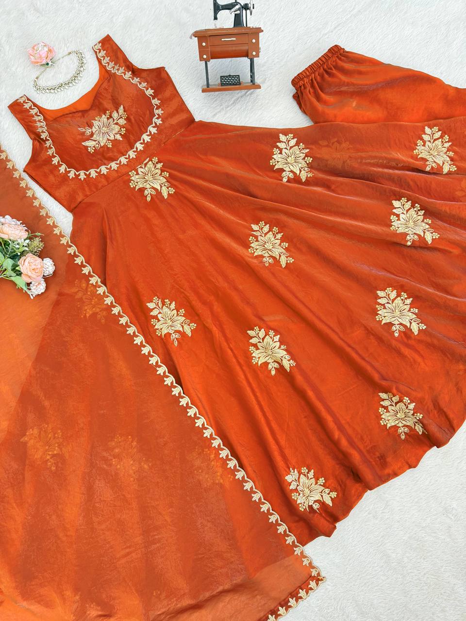Orange Wedding Special Collection Silk Set