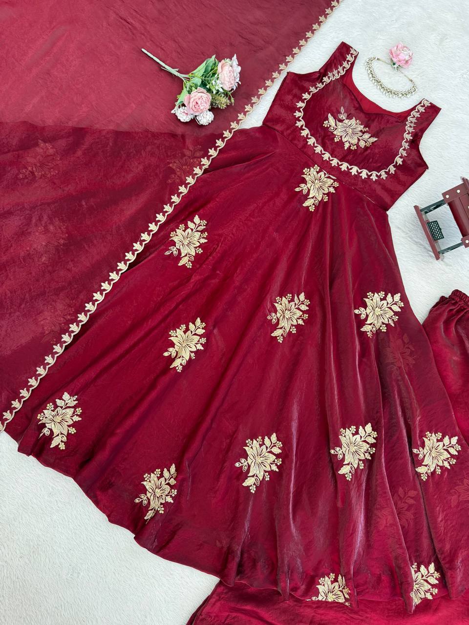 Marron Wedding Special Collection Silk Set
