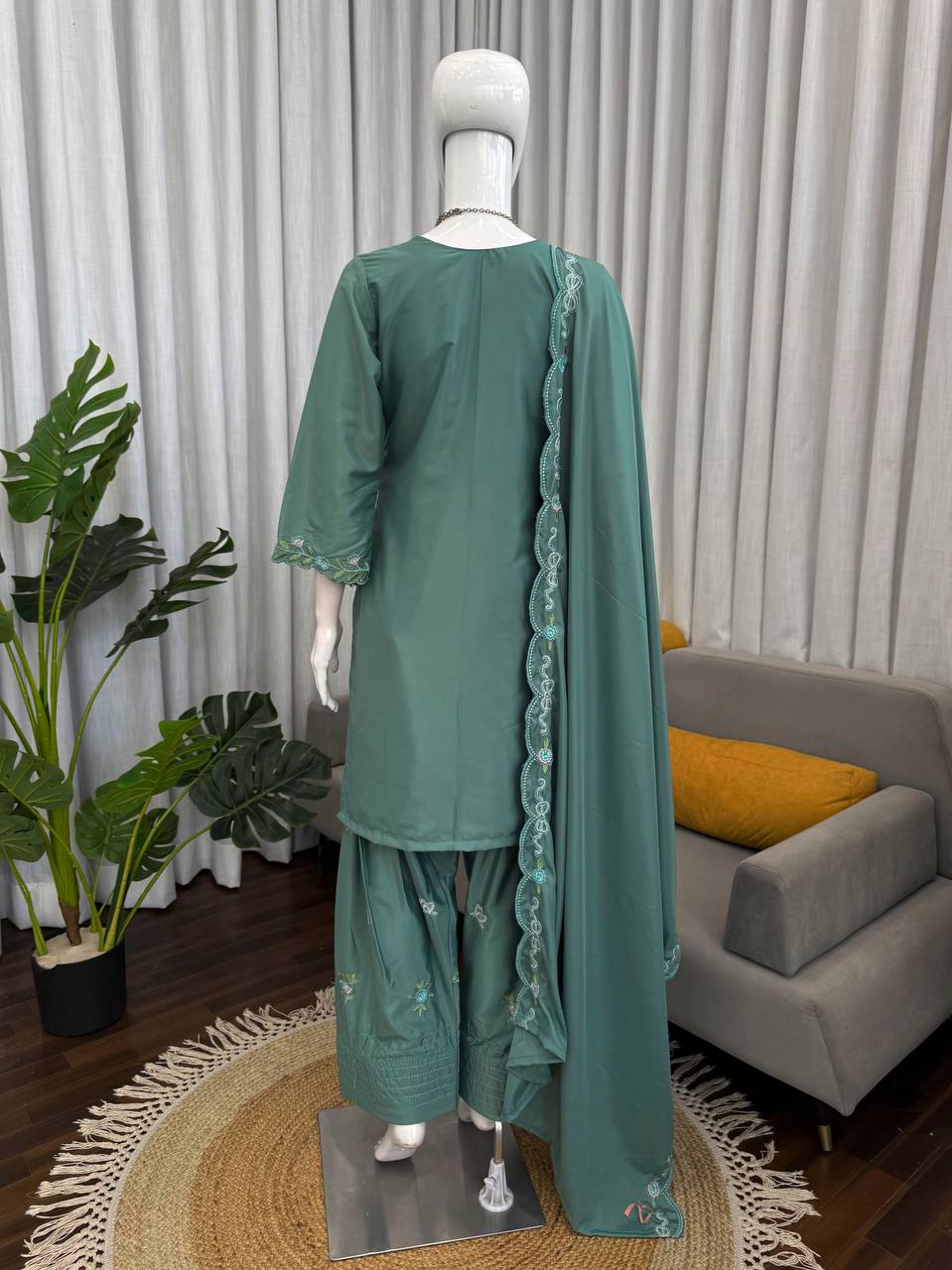 Pista Premium Natural Crepe Ethnic Wear with Dupatta