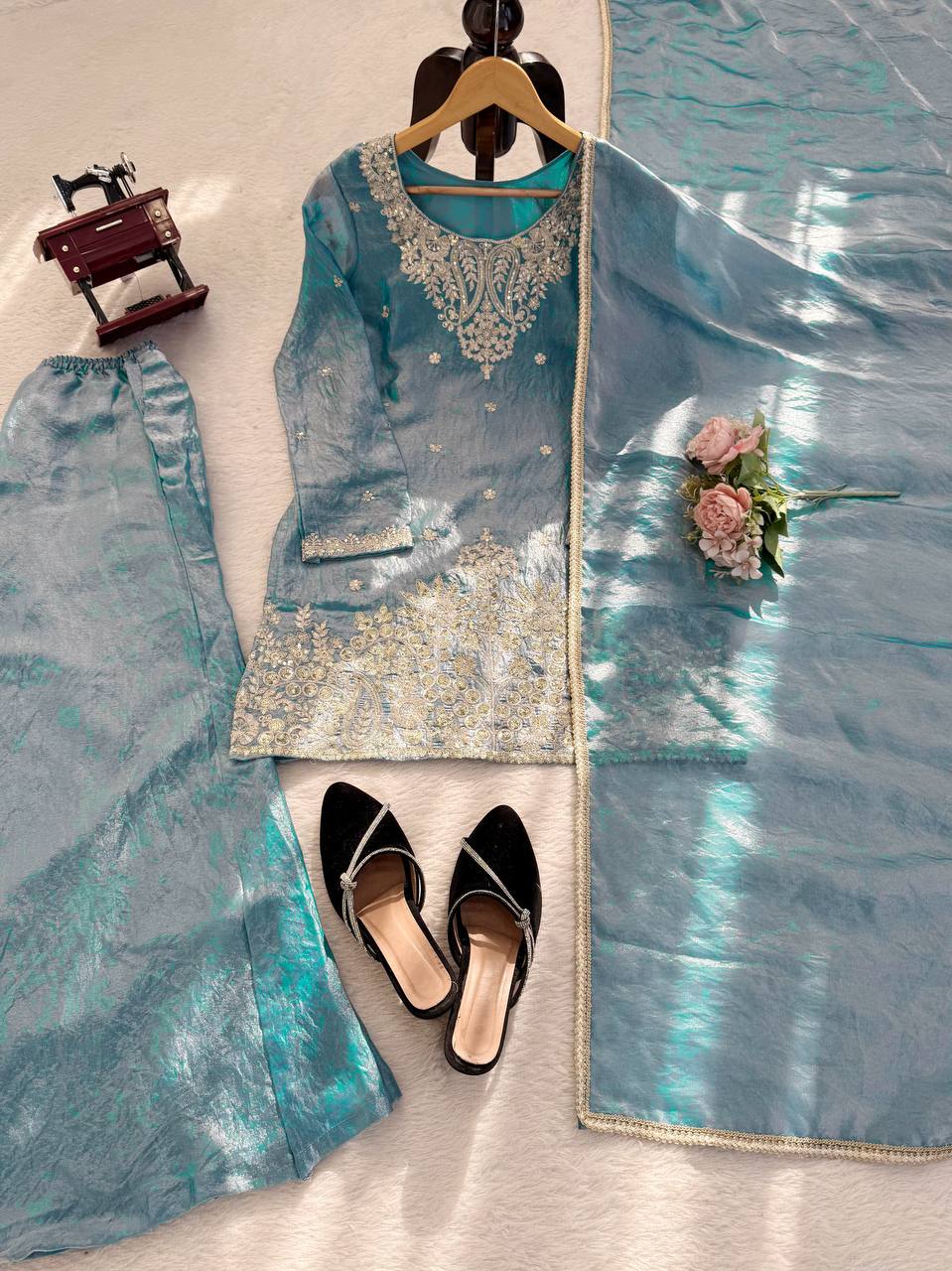 Silk Plazo Set with Designer Dupatta