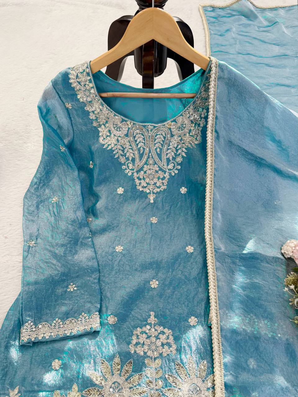 Silk Plazo Set with Designer Dupatta