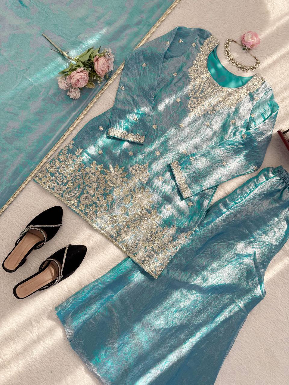 Silk Plazo Set with Designer Dupatta