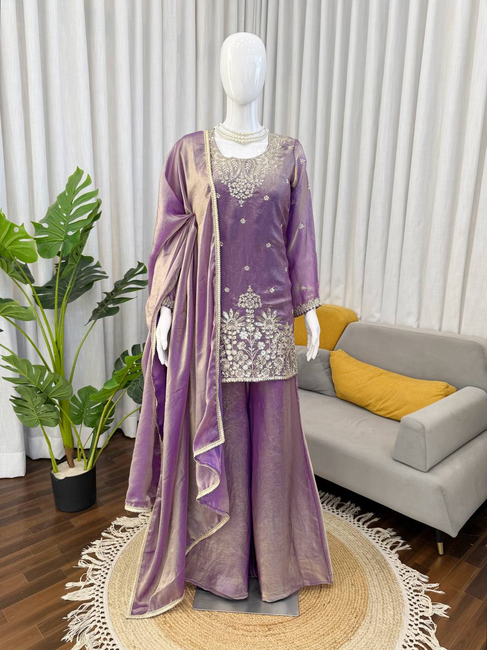 Silk Plazo Set with Designer Dupatta