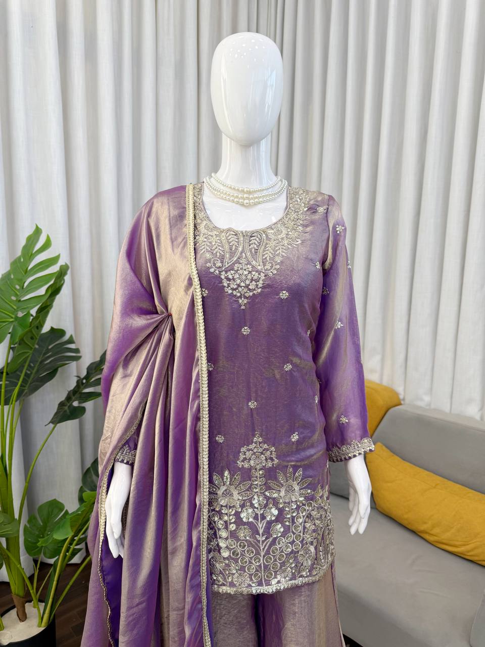 Silk Plazo Set with Designer Dupatta