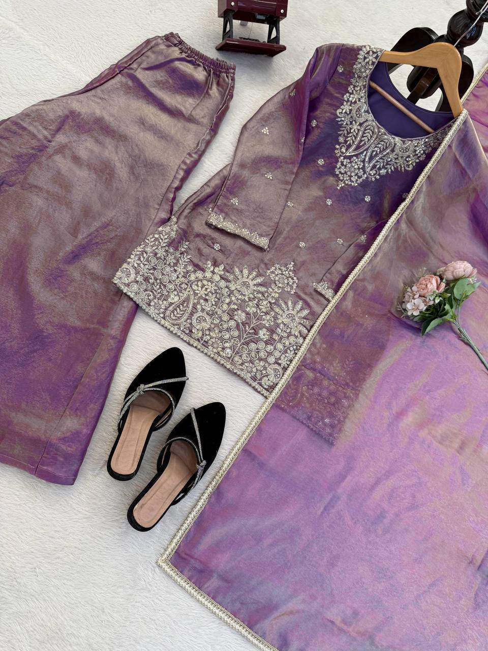 Silk Plazo Set with Designer Dupatta