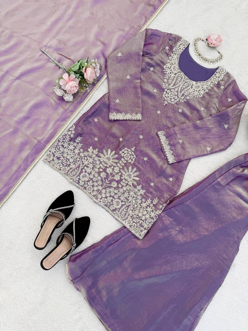 Silk Plazo Set with Designer Dupatta