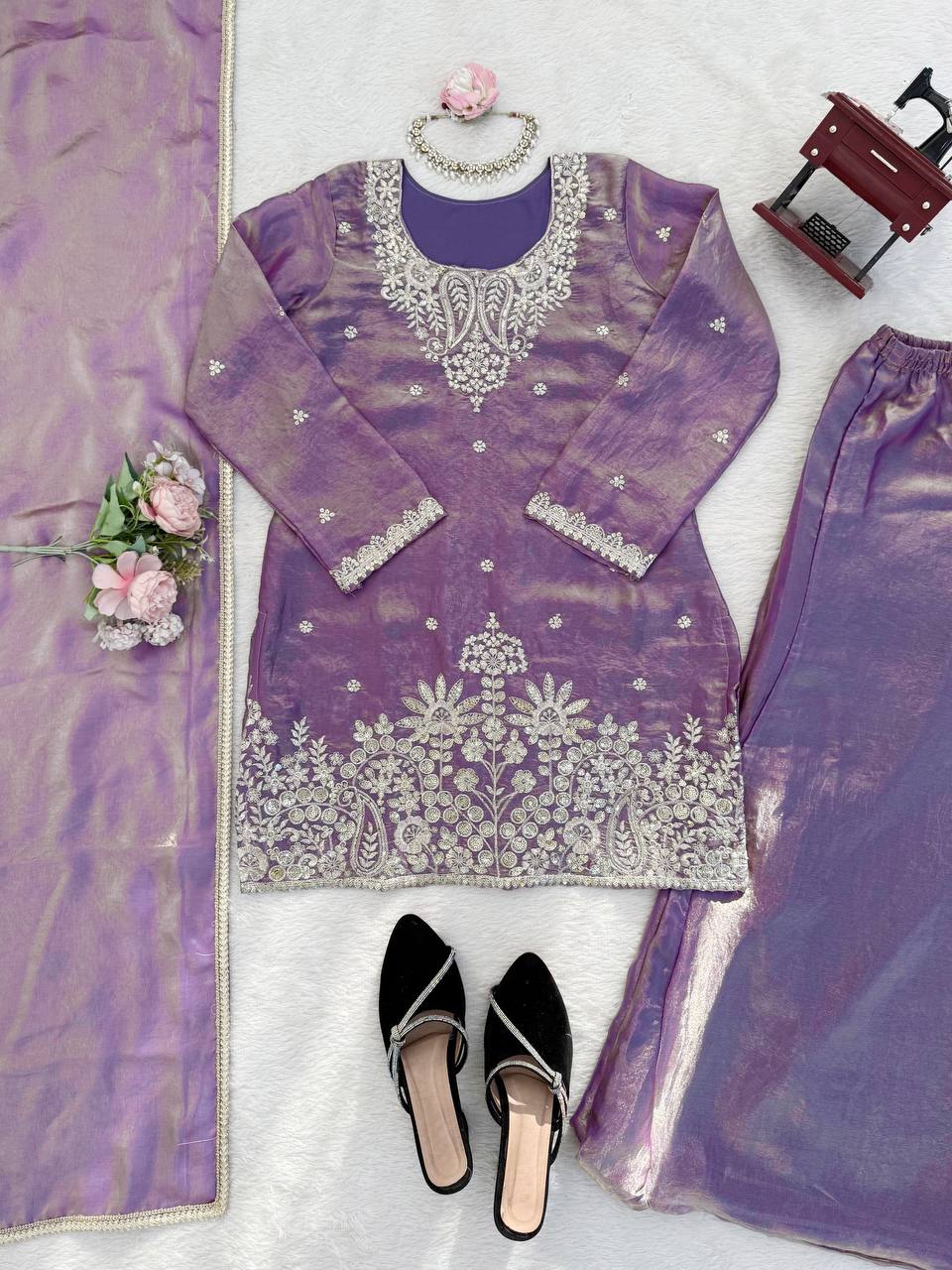 Silk Plazo Set with Designer Dupatta