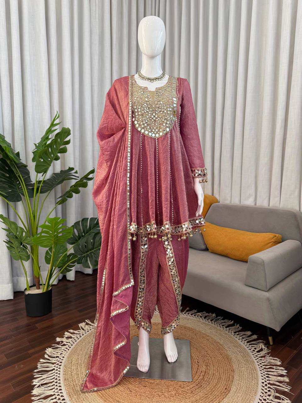 Premium Gold Crush Festive Wear Dhoti Set
