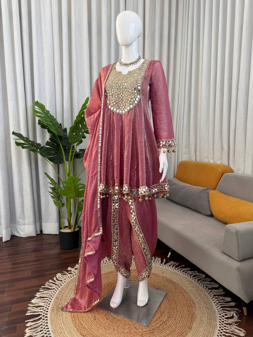 Premium Gold Crush Festive Wear Dhoti Set