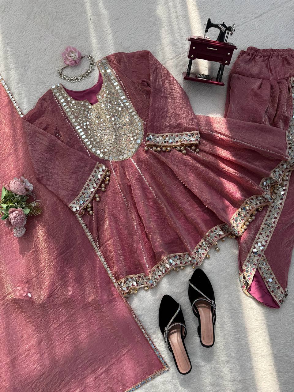 Premium Gold Crush Festive Wear Dhoti Set